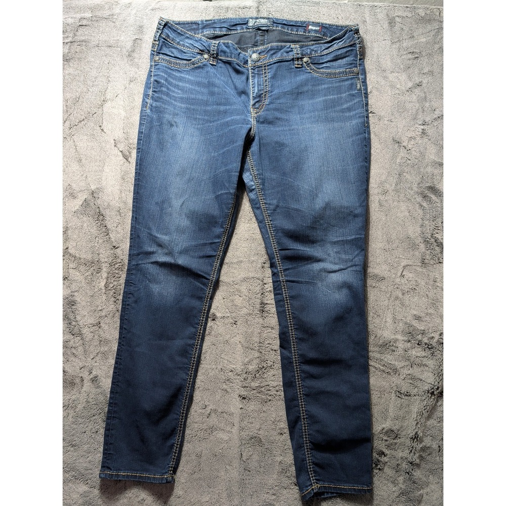 Silver Jeans Suki Mid Super Skinny Jeans Women's Plus Size 22/31 Dark Wash